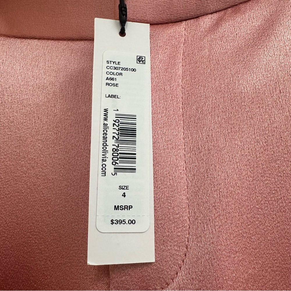 Alice + Olivia Deanna Satin Bootcut Trousers in Rose - Picture 9 of 9